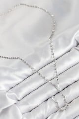 Pirinç Zirkon Taşlı Gümüş Renk Kadın Y Kolye