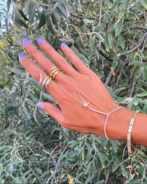 Gold Renk Pirinç Zirkon Taşlı Deniz Yıldızı Model Şahmeran
