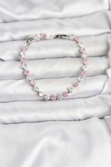 Kare Zirkon Taşlı Gümüş Renk Kadın Bileklik