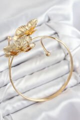 Pirinç Çiçekli Model Gold Renk Kadın Pazu Bileklik