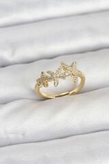 Pirinç Yıldız Model Gold Renk Kadın Yüzük
