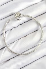 Pirinç Charm Topcuk Model Gümüş Renk Kadın Bileklik