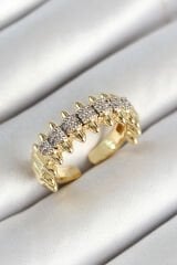 Pirinç Kurşun Figürlü Zirkon Taşlı Gold Renk Ayarlanabilir Kadın Yüzük