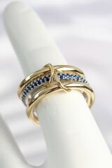 Pirinç Gold Renk Zirkon Taşlı 3'Lü Kadın Yüzük