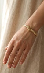 Gold Renk Düğüm Model Pirinç Kadın Bileklik