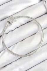 Pirinç Charm Zirkon Taşlı Yıldız Model Gümüş Renk Kadın Bileklik