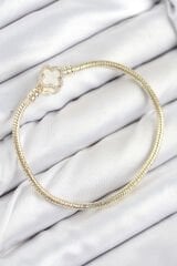 Pirinç Charm Zirkon Taşlı Yonca Model Gold Renk Kadın Bileklik
