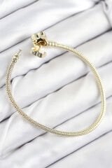 Pirinç Charm Zirkon Taşlı Yonca Model Gold Renk Kadın Bileklik