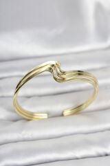 Zikzak Model Gold Renk Pirinç Kadın Bileklik