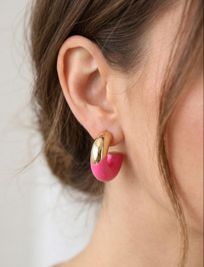 CCB Pembe Gold Çift Renk Küpe