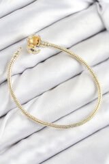 Pirinç Charm Topcuk Model Gold Renk Kadın Bileklik