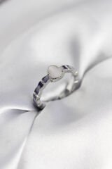 Gümüş Renk Mineli Su Kabağı Model Kadın Yüzük