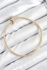Pirinç Charm Zirkon Taşlı Yıldız Model Gold Renk Kadın Bileklik