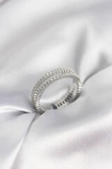 Gümüş Renk Minimal Zirkon Taşlı Kadın Yüzük