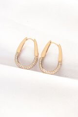 Pirinç Gold Renk Taşlı Küpe
