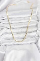 316L Çelik Zincir Gold Renk Ezme Zincir Model 65 cm Kadın Kolye