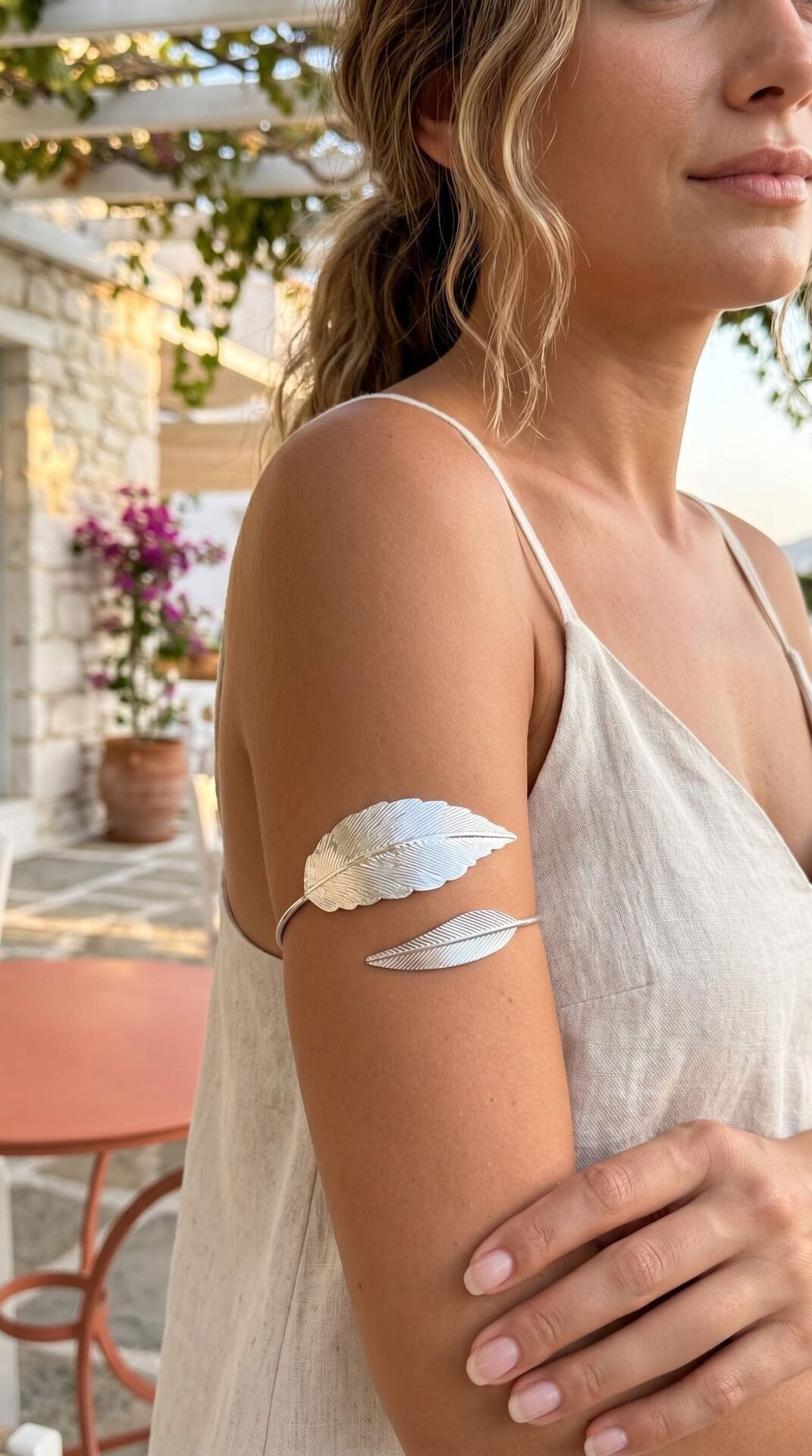 Pazu Bileklik Gümüş Renk Pirinç Yaprak Model