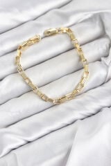 CM Kare Halka Model Gold Renk Pirinç Kadın Bileklik