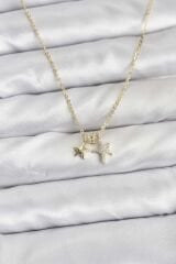 Pirinç Gold Renk Yıldız Minimal Kadın Kolye