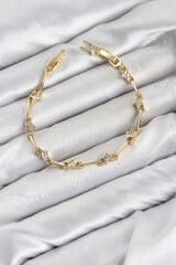CM Gold Renk Yıldız Model Zirkon Taşlı Pirinç Kadın Bileklik