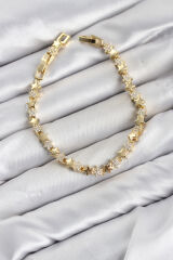 CM Yıldız Model Zirkon Taşlı VIP Seri Gold Renk Pirinç Kadın Bileklik