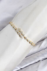 CM Damla Model Zirkon Taşlı VIP Seri Gold Renk Pirinç Kadın Bileklik