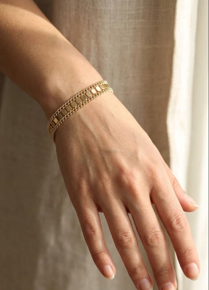 316L Çelik Gold Renk Pullu Zincir Model Kadın Bileklik