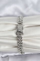 Gümüş Renk Pirinç Cuba Chain Gurmet Bileklik