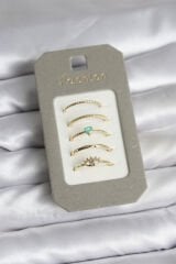 Pirinç Gold Renk 5'li Yüzük Seti