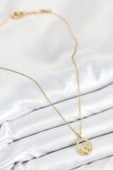 316L Çelik Zirkon Taşlı Yıldız Ve Kalp Model Gold Renk Kadın Kolye