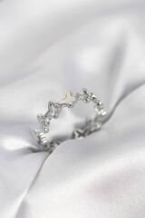 Gümüş Renk Kelebek Model Pirinç Kadın Yüzük