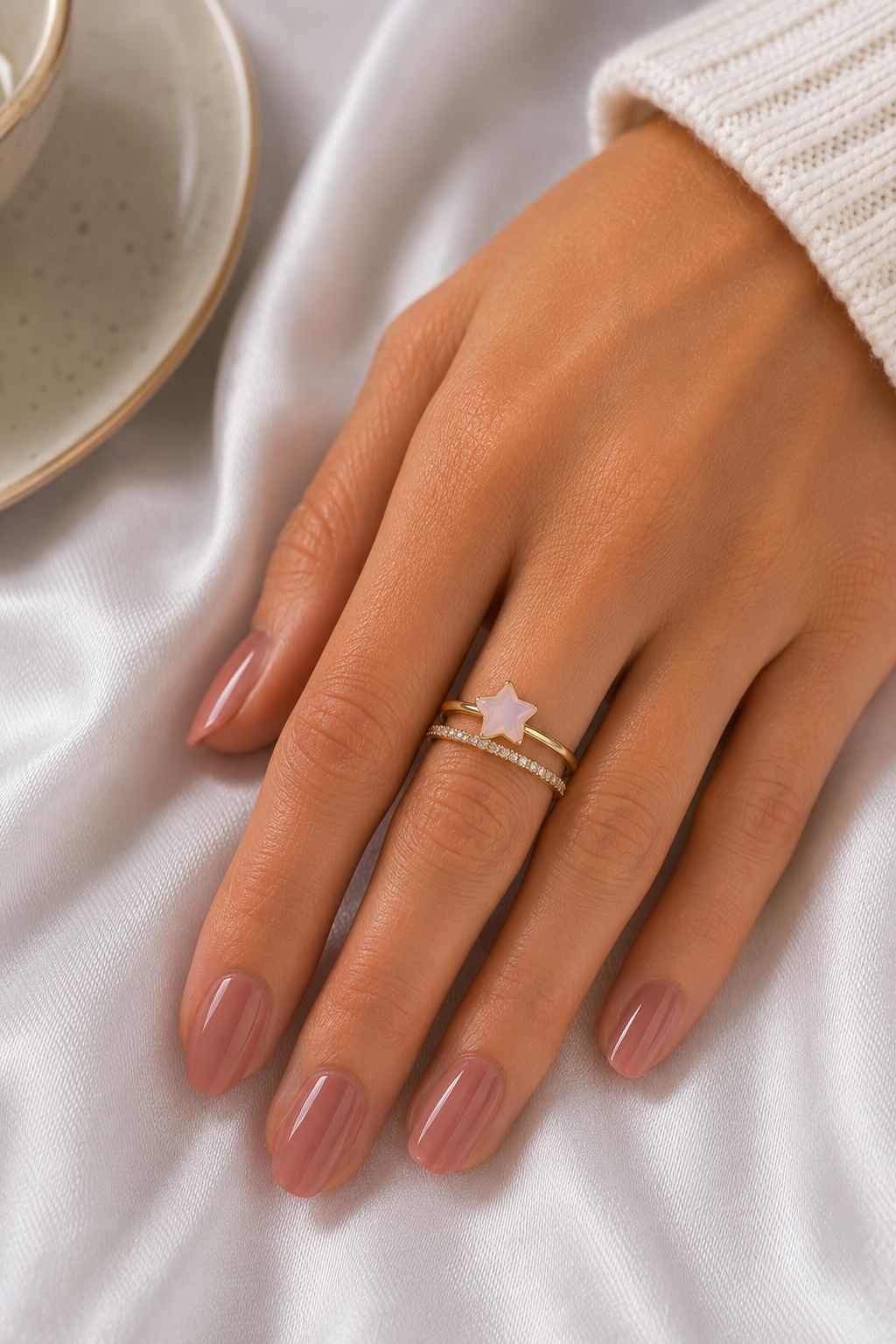 Gold Renk Zirkon Taşlı Pembe Halley Model Kadın Yüzük