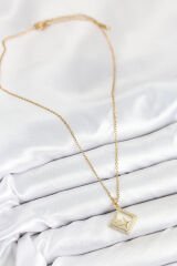 316L Çelik Zirkon Taşlı Yıldız Model Gold Renk Kadın Kolye