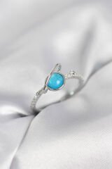 Gümüş Renk Zirkon Taşlı Satürn Model Kadın Yüzük