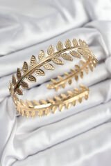 Pirinç Yaprak Model Gold Renk Kadın Pazu Bileklik