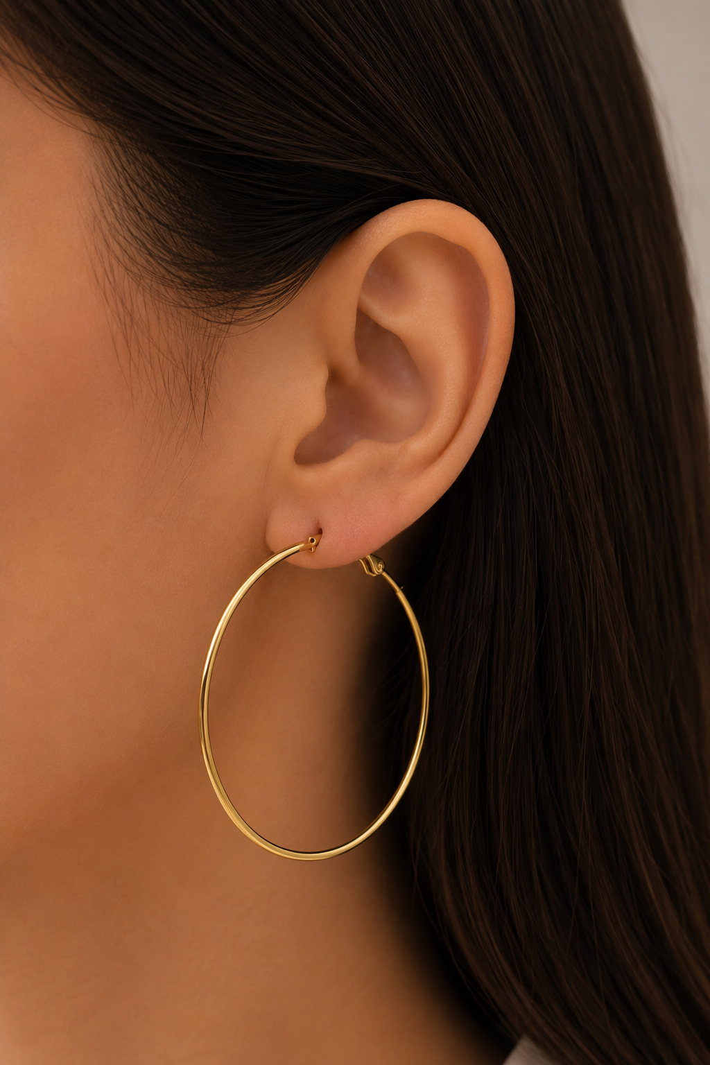 316L Çelik Gold Renk 75 mm Halka Küpe