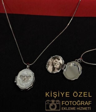 316L  Çelik Gümüş Renk Açılır Resimli Kolye (Fotoğraf eklenebilir)