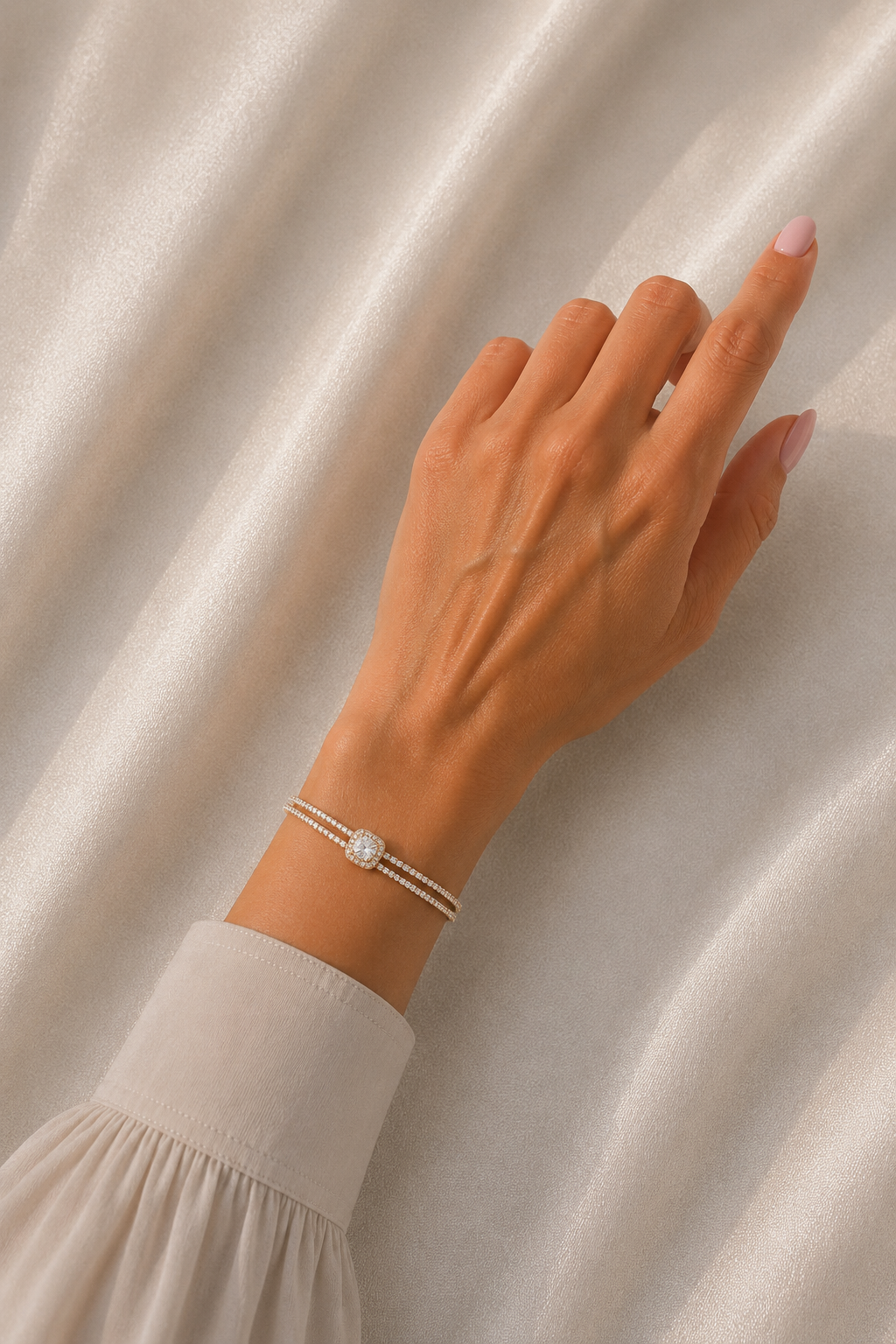Pirinç Zirkon Taşlı Baget Model Gold Renk Kadın Bileklik