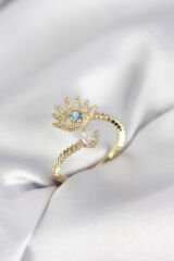 Gold Renk Göz Model Zirkon Taşlı Kadın Yüzük