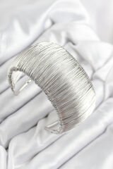 Pirinç Tel Sarma Model Gümüş Renk Kadın Bileklilk