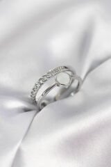 Minimal Queen Yazılı Gümüş Renk Pirinç Kadın Yüzük