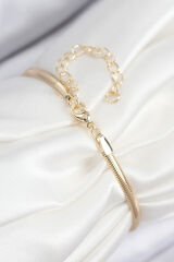 Pirinç Zirkon Taşlı Kalp Model Gold Renk Kadın Bileklik