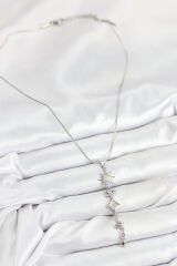 316L Çelik Zirkon Taşlı Güneş Ve Ay Enerji Model Gümüş Renk Kadın Kolye