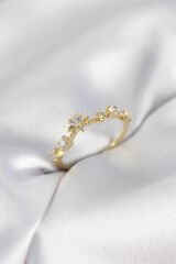 Gold Renk Gece Temalı Zirkon Taşlı Kadın Yüzük