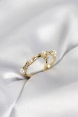 Gold Renk Sallantılı Kemik Model Kadın Yüzük