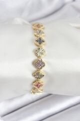 Pirinç VIP Seri Yonca Zirkon Taşlı Kadın Bileklik