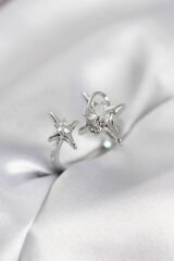 Gümüş Renk Kutup Yıldızı Model Zirkon Taşlı Kadın Yüzük