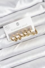 316L Çelik Gold Renk Kadın Küpe Seti