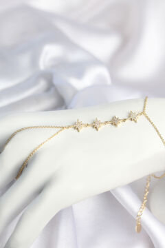 Gold Renk Zirkon Taşlı Sıralı Kutup Yıldızı Model Şahmeran