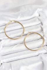 316L Çelik Gold Renk 45 mm Halka Kadın Küpe